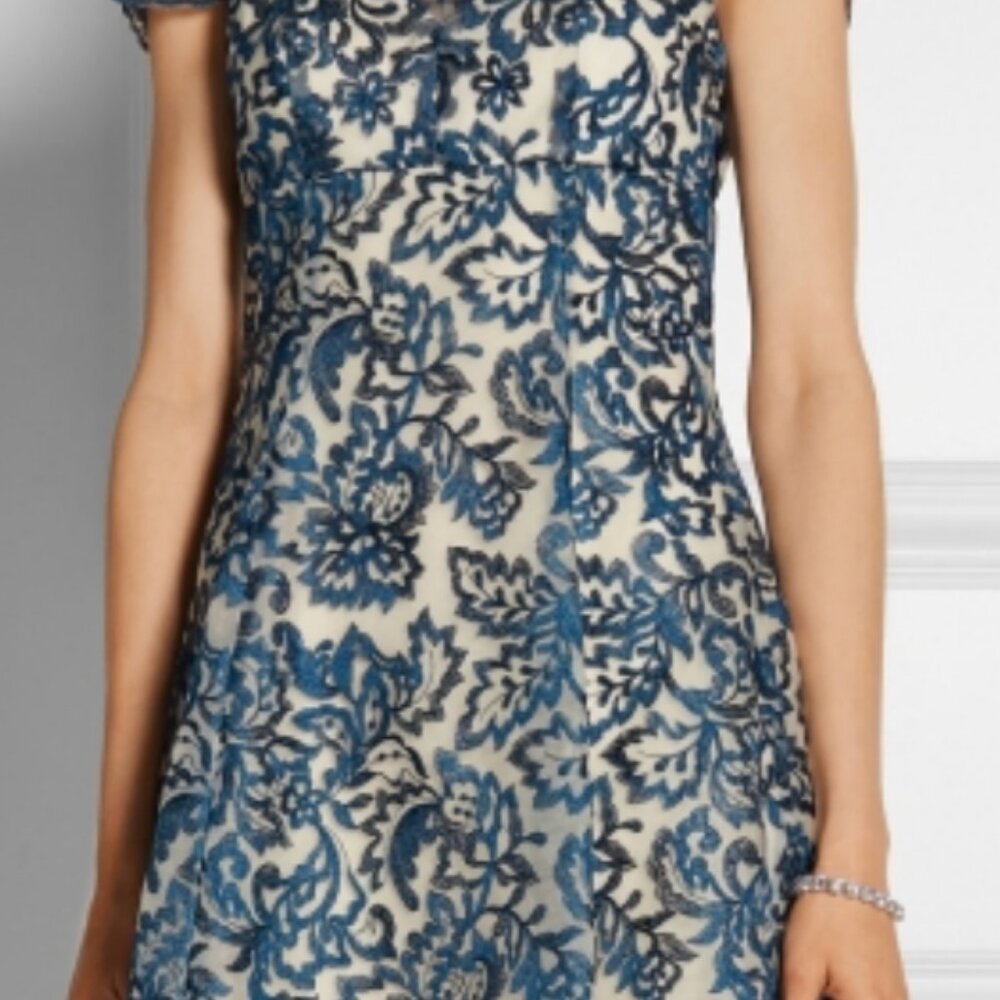 Marchesa Notte Embroidered tulle mini dress